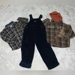 OshKosh B'gosh Navy Corduroy Overalls set & Harley-Davidson Shacket 5T